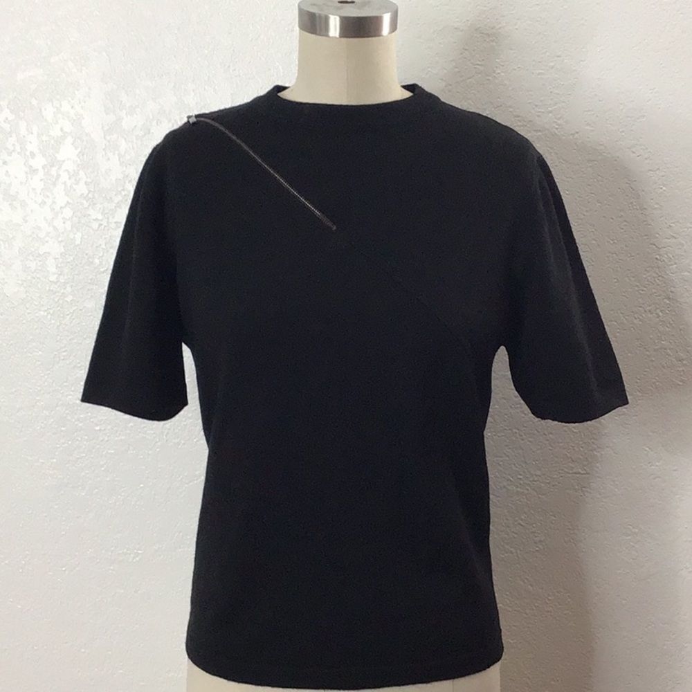 Salvatore Ferragamo goth Short Sleeve Top with zip detail
